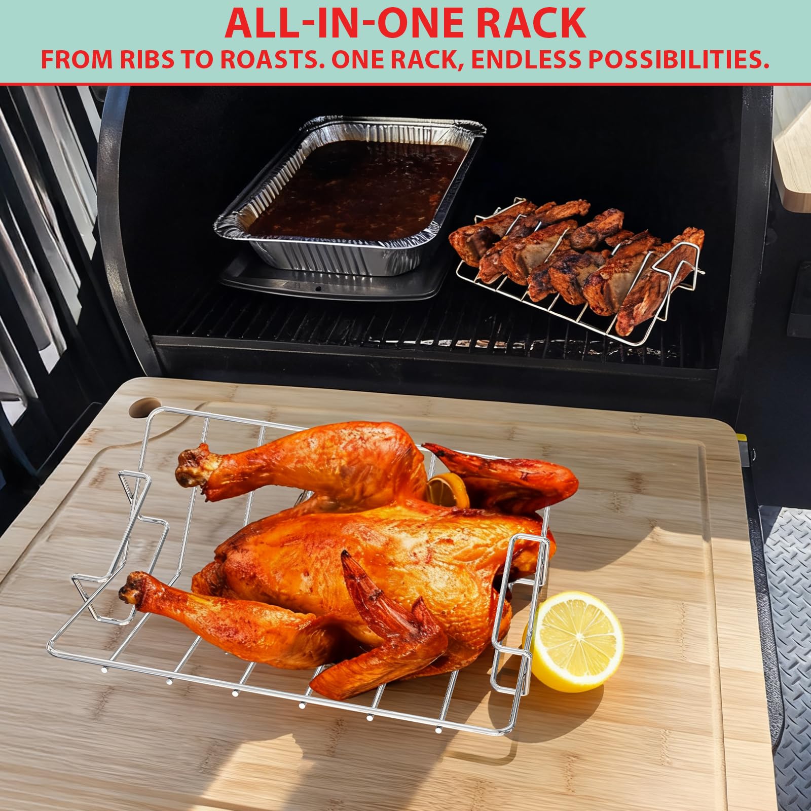 WEBROIL rack installed in Big Green Egg demonstrating fit and improved airflow