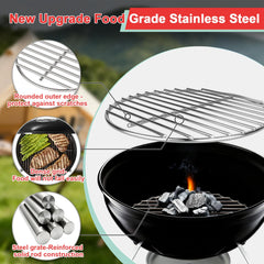 WEBROIL grates installed in Weber Smokey Joe showing easy drop-in fit