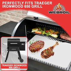 WEBROIL liner installed in Traeger Ironwood 650 showing tray protection