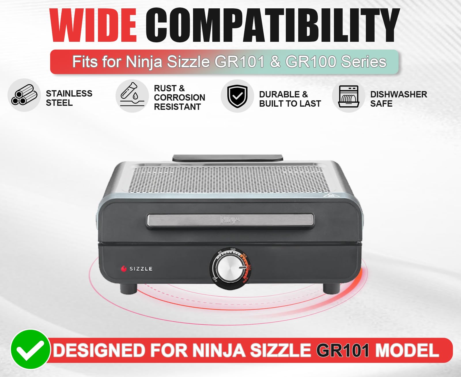 WEBROIL griddle being snapped into Ninja grill showing quick swap