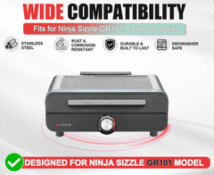 WEBROIL griddle being snapped into Ninja grill showing quick swap