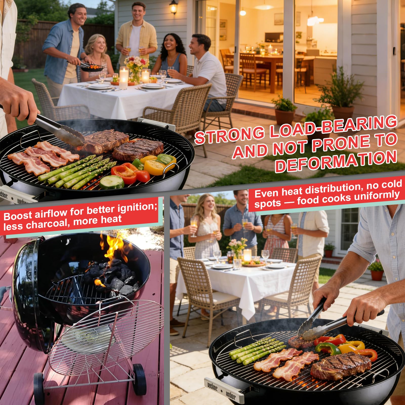 WEBROIL installed grill grate inside Weber 22-inch kettle showing restored performance