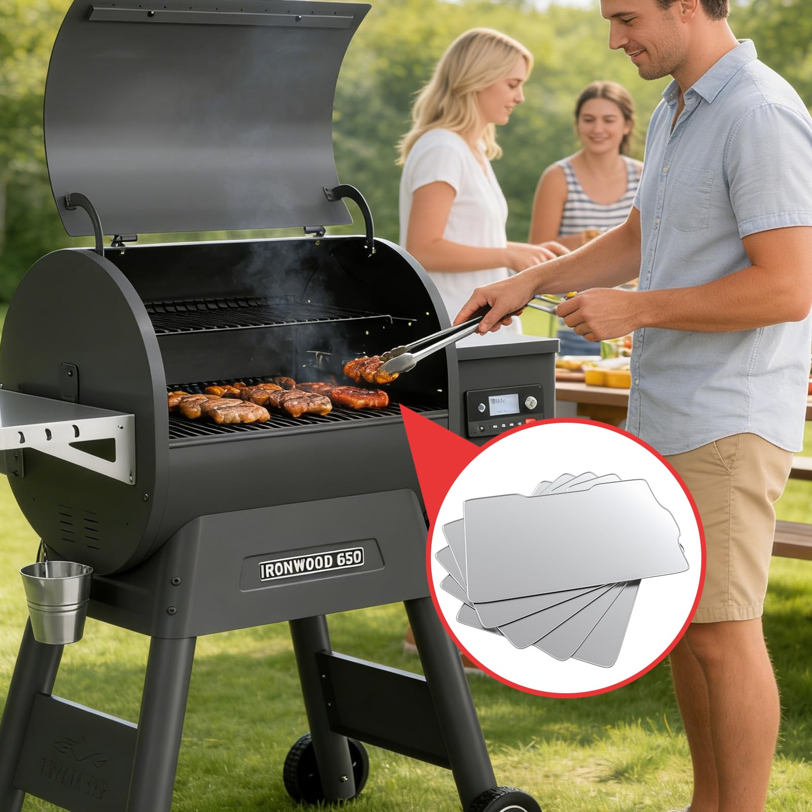 WEBROIL lifestyle backyard barbecue with liner reducing cleanup time