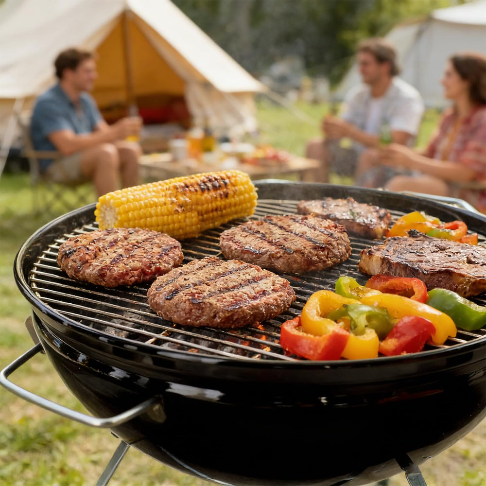 WEBROIL grates in backyard grill scene showing consistent cooking results