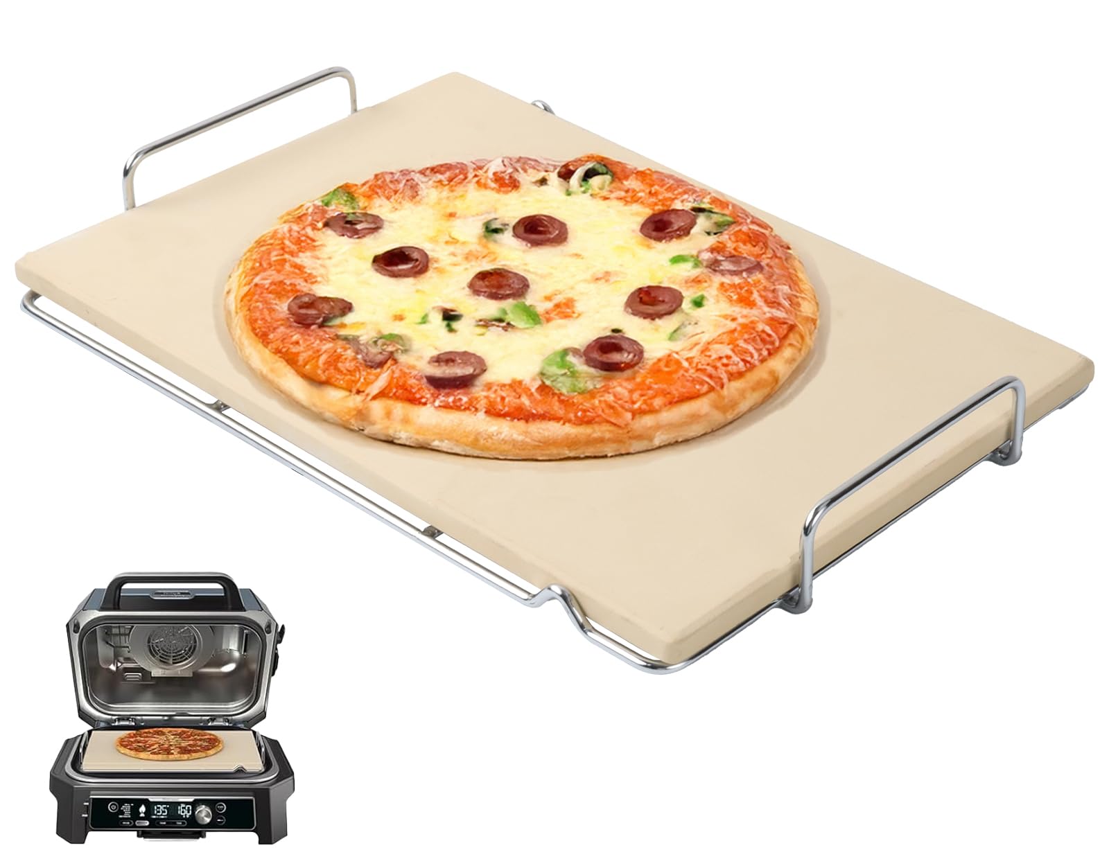 WEBROIL outdoor setup with grill and stone illustrating versatile baking benefit