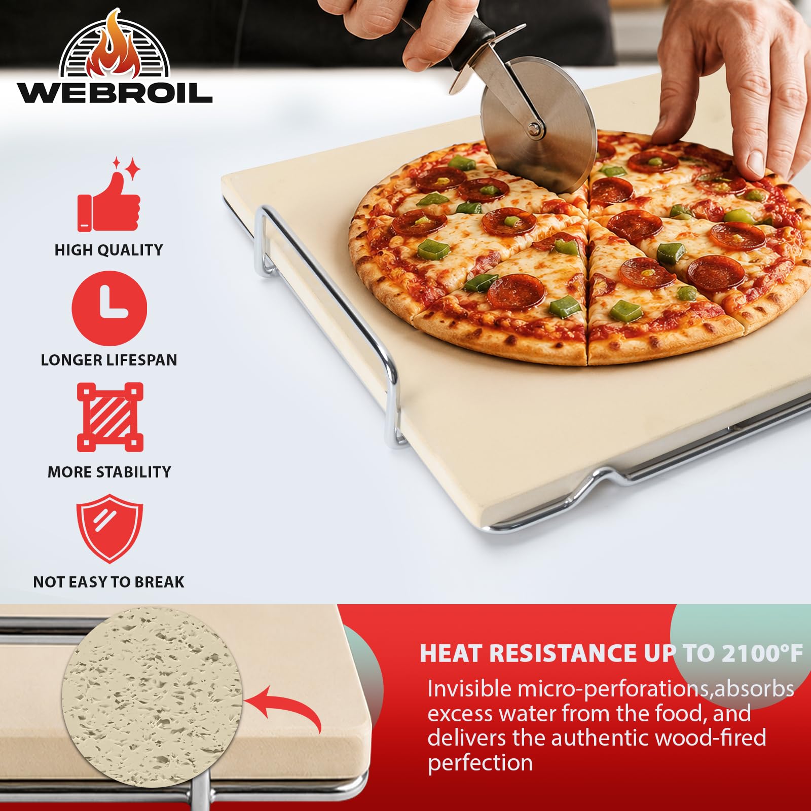 WEBROIL stone placed inside Ninja grill demonstrating fit and performance