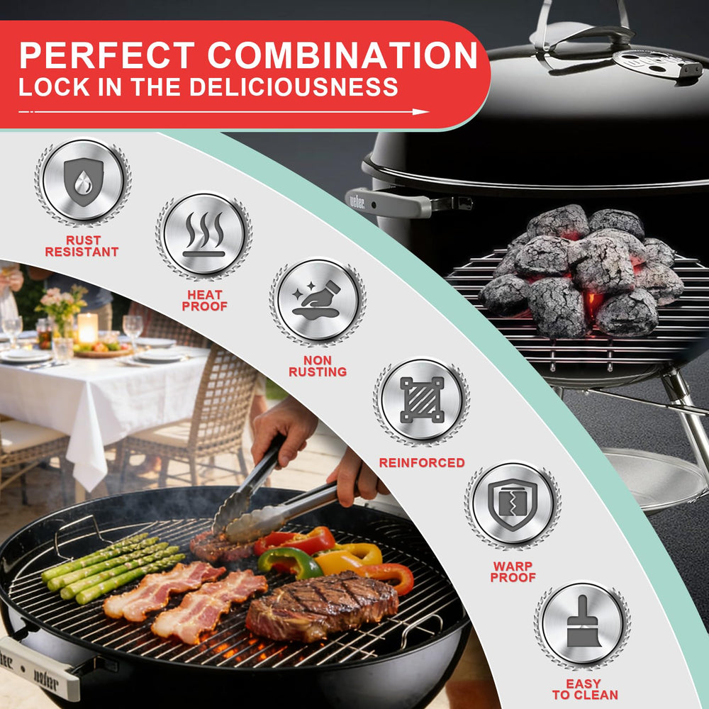 WEBROIL grate beside a ruler to show accurate 21.5-inch sizing for correct fit
