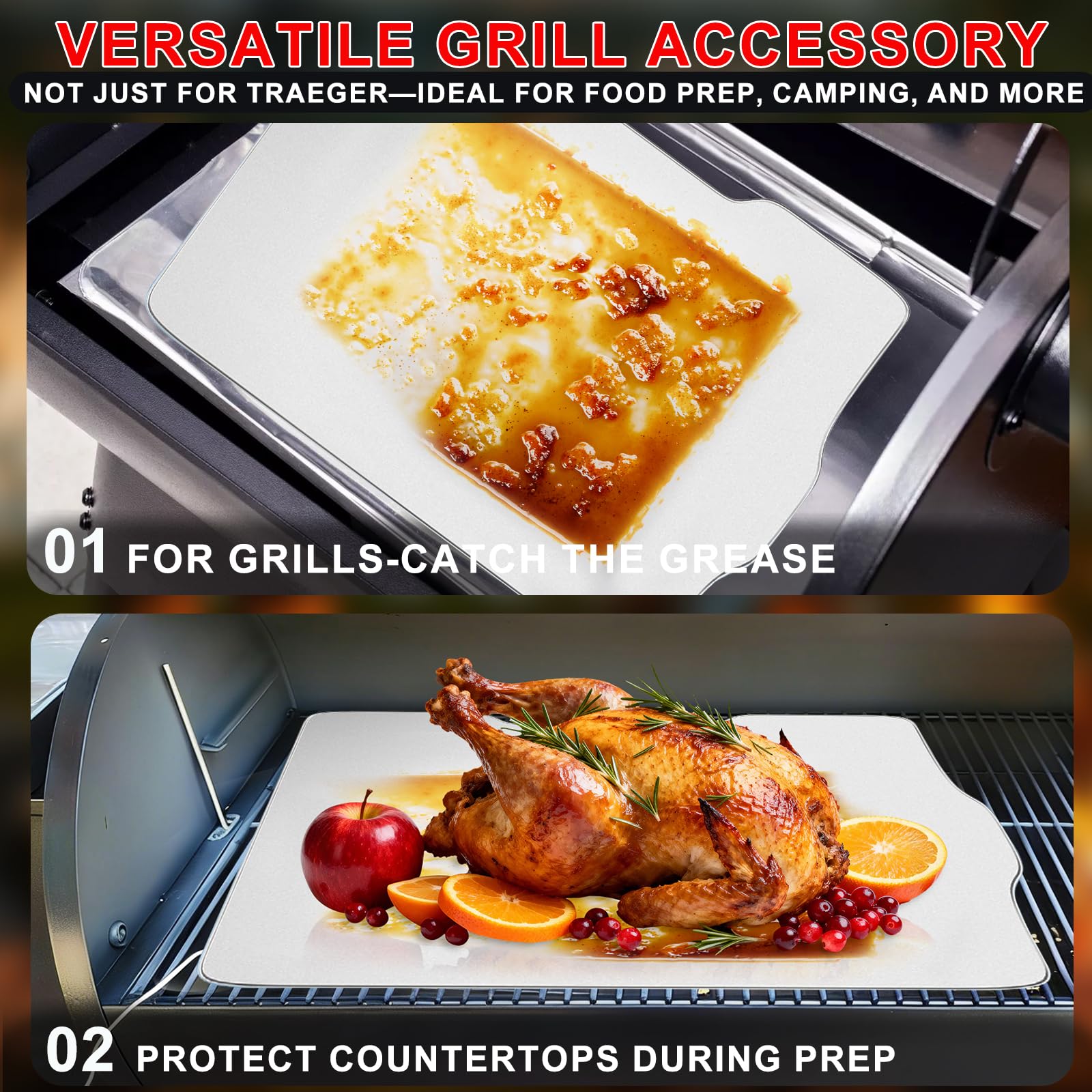 WEBROIL liner beside ruler showing 22x15.5 size for accurate fit