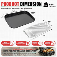 WEBROIL stainless-steel rack detail highlighting sturdy construction and airflow benefit