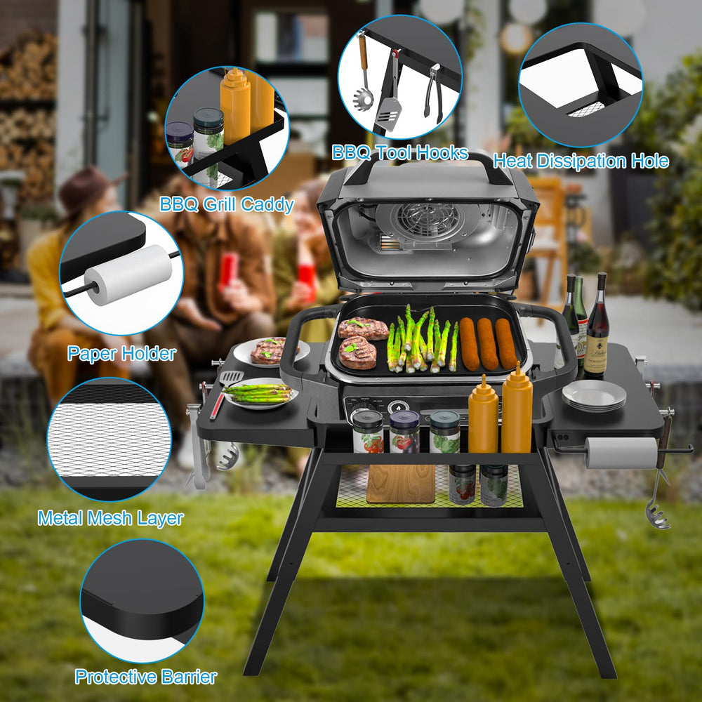 WEBROIL top platform with Ninja grill illustrating secure fit and cooking convenience