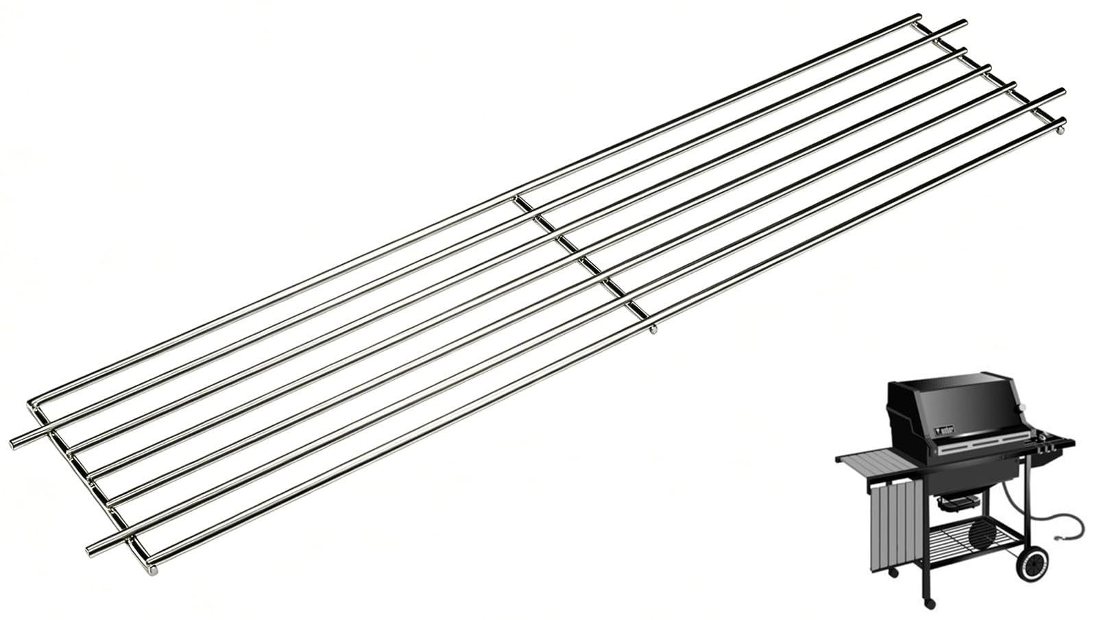 WEBROIL warming rack front view showing full 24.9 inch span and durable finish