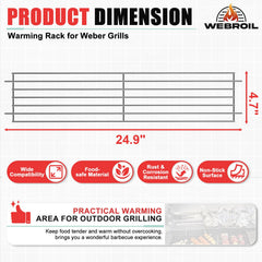 WEBROIL rack installed in a Weber grill creating extra warming space and convenience