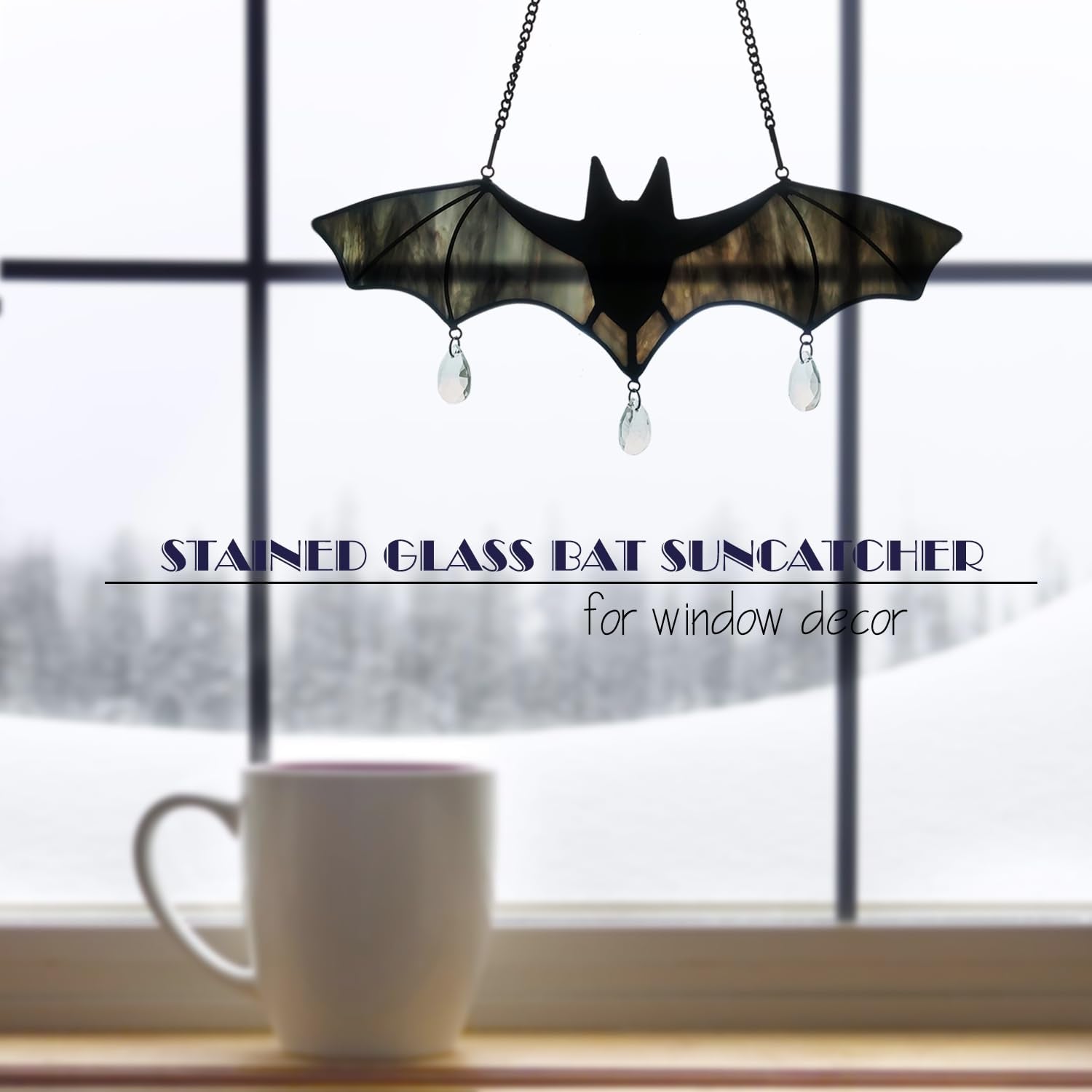 WeDcpcin bat hanging in window producing colorful reflections and ambiance