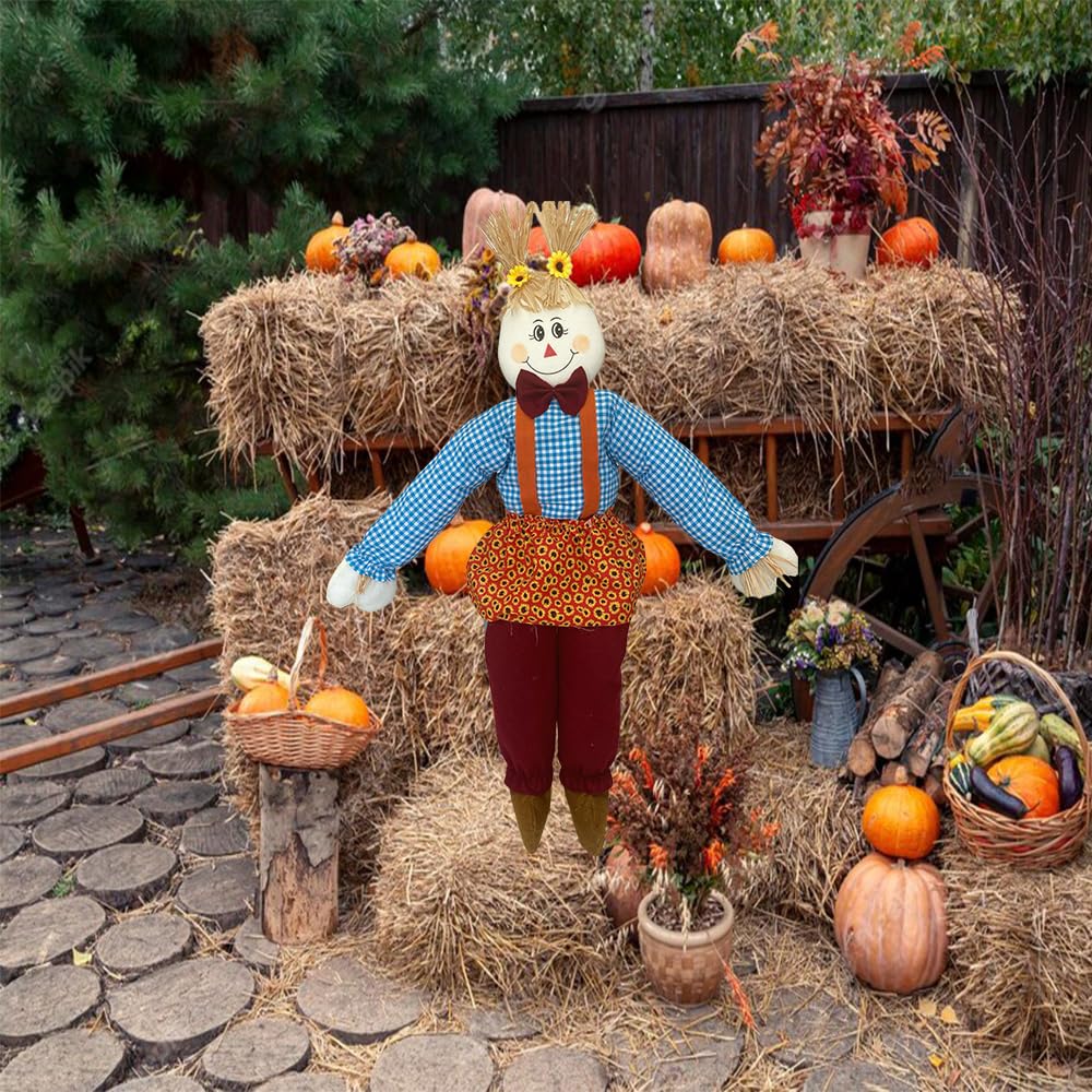 Wedfull in harvest scene with pumpkins and lights creating warm seasonal mood