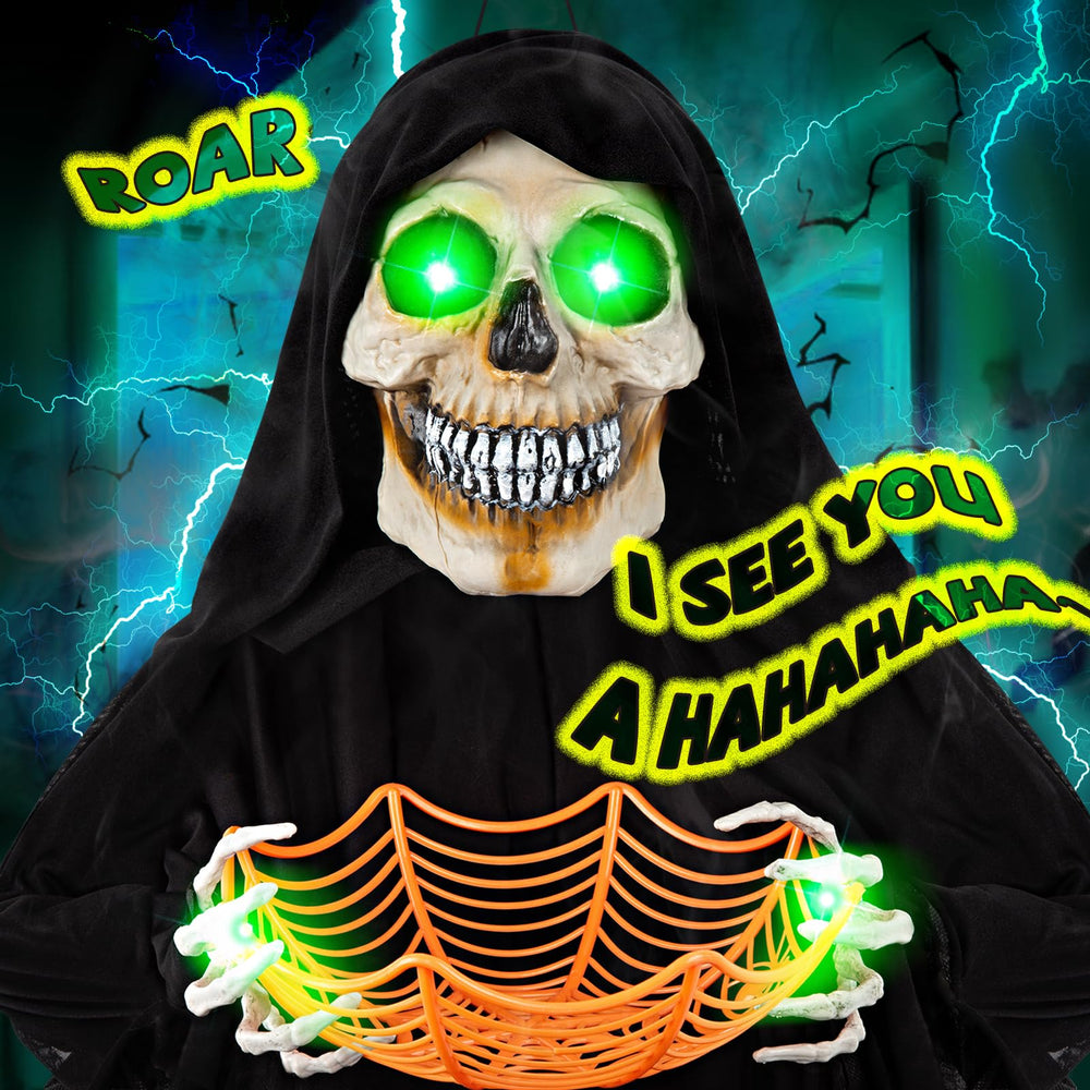 WeDoSoy animated skeleton glowing eyes close-up showing illuminated eyes for night visibility