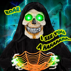 WeDoSoy animated skeleton glowing eyes close-up showing illuminated eyes for night visibility