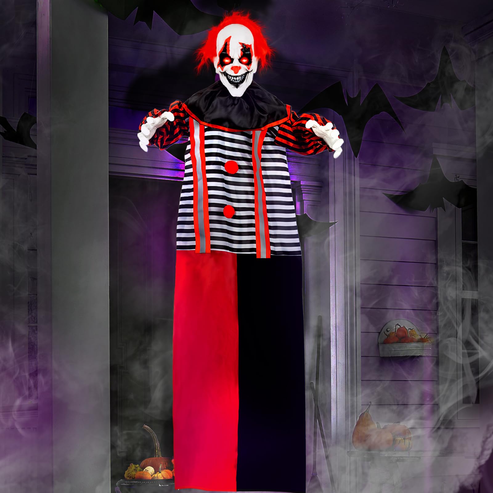 WeDoSoy front view of 56-inch clown showing full costume and face for dramatic display