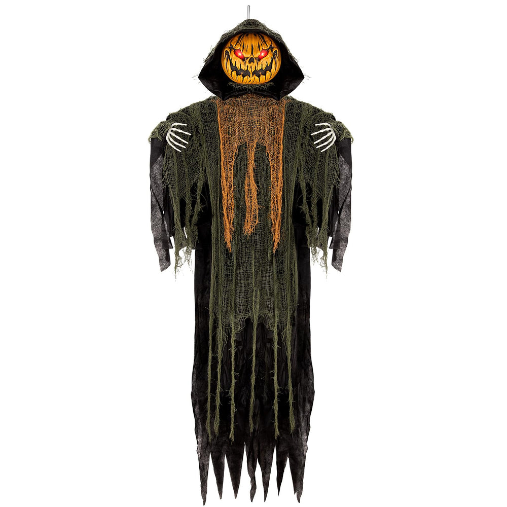 WeDoSoy front view of 59-inch hanging pumpkin showing dramatic presence and curb appeal