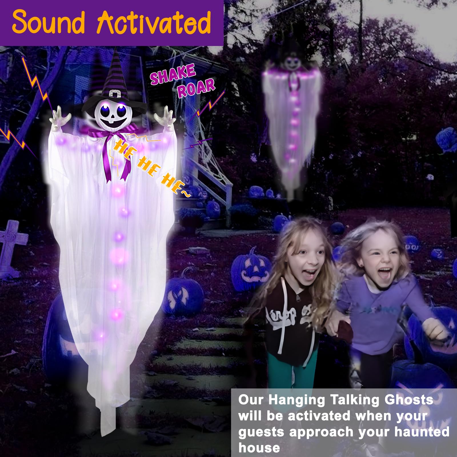 WeDoSoy glowing LED glasses detail emphasizing night visibility and spooky effect