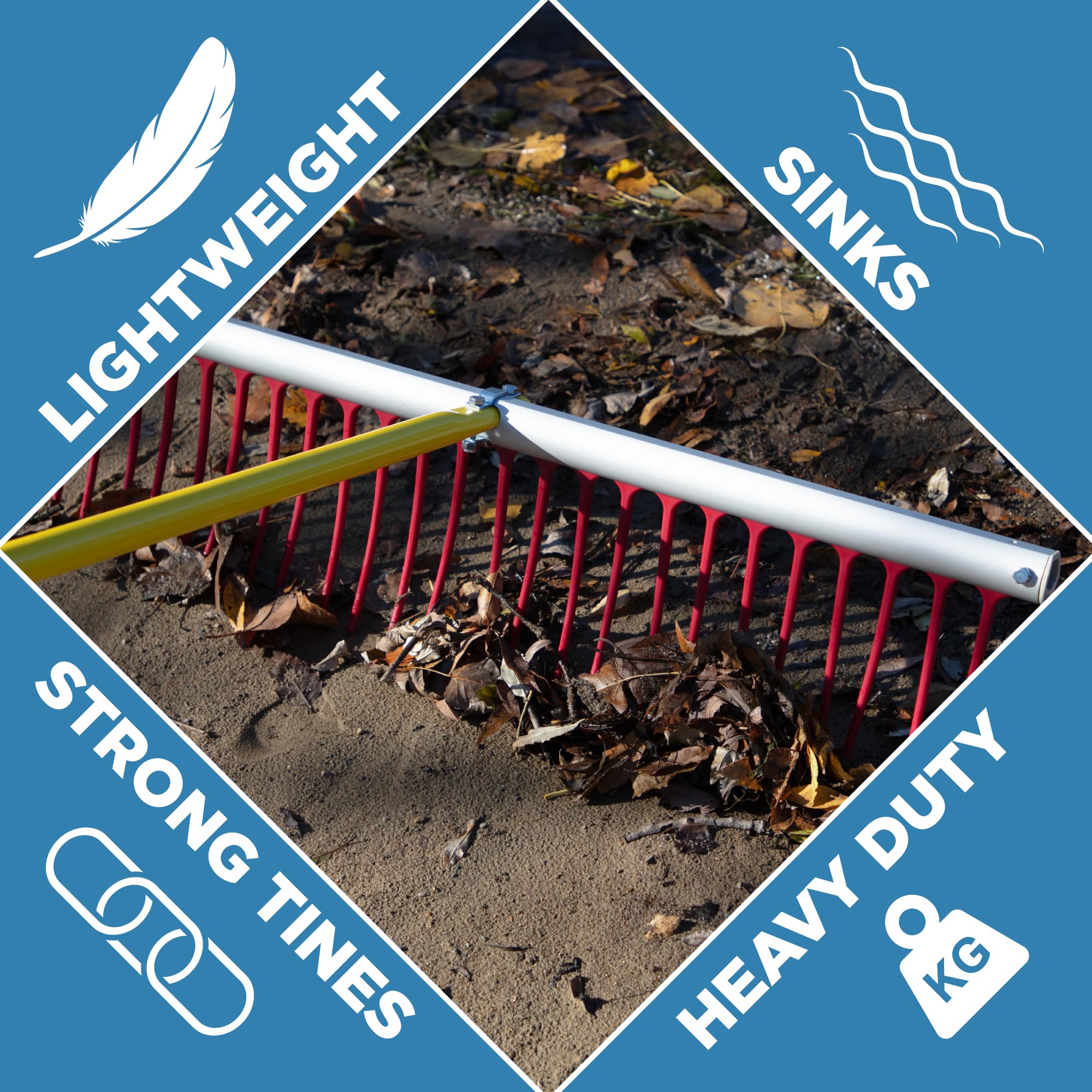 Weed Razer pulling a weed mat to shore using included nylon rope