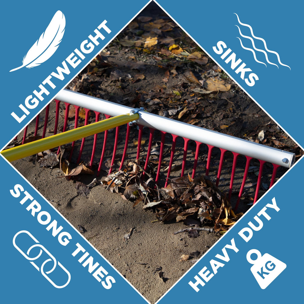 Weed Razer pulling a weed mat to shore using included nylon rope