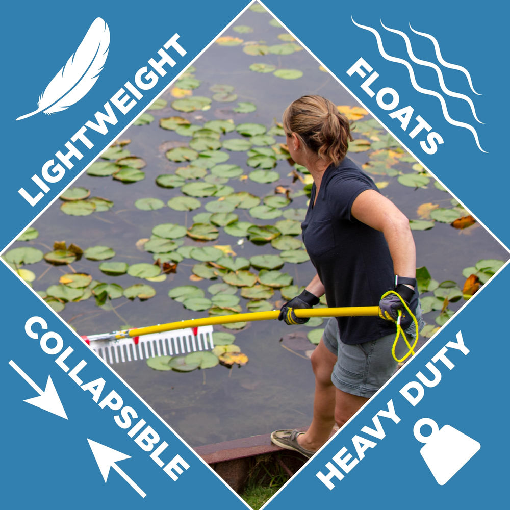 Weed Razer against a foot for scale showing 9-foot reach potential