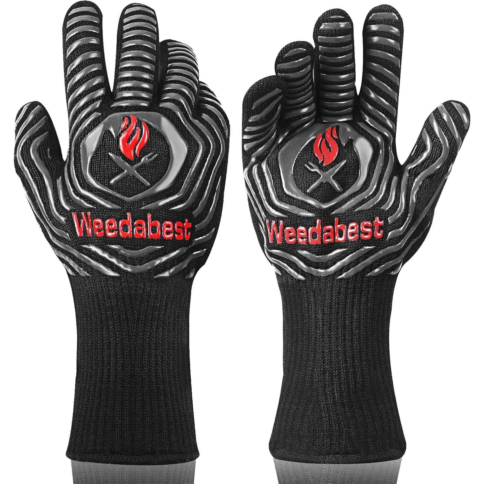 WEEDABEST gray gloves front view showing full coverage and protection