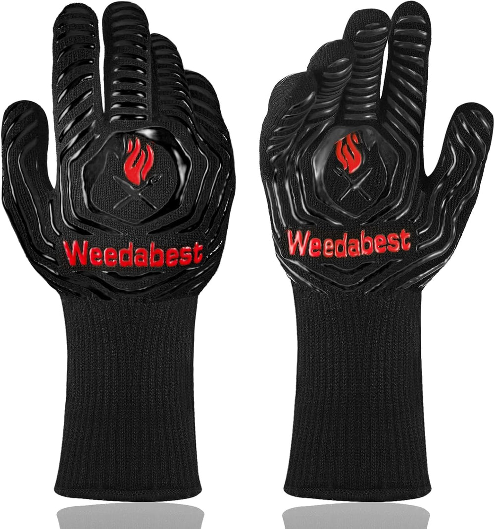 WEEDABEST gloves front packaging showing black heat protection benefit
