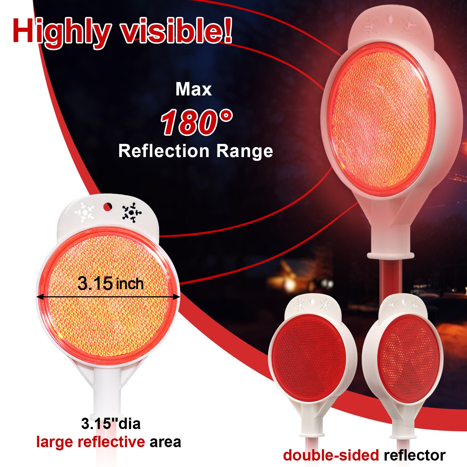 Wefaith close-up of double-sided reflector showing larger reflective area benefit