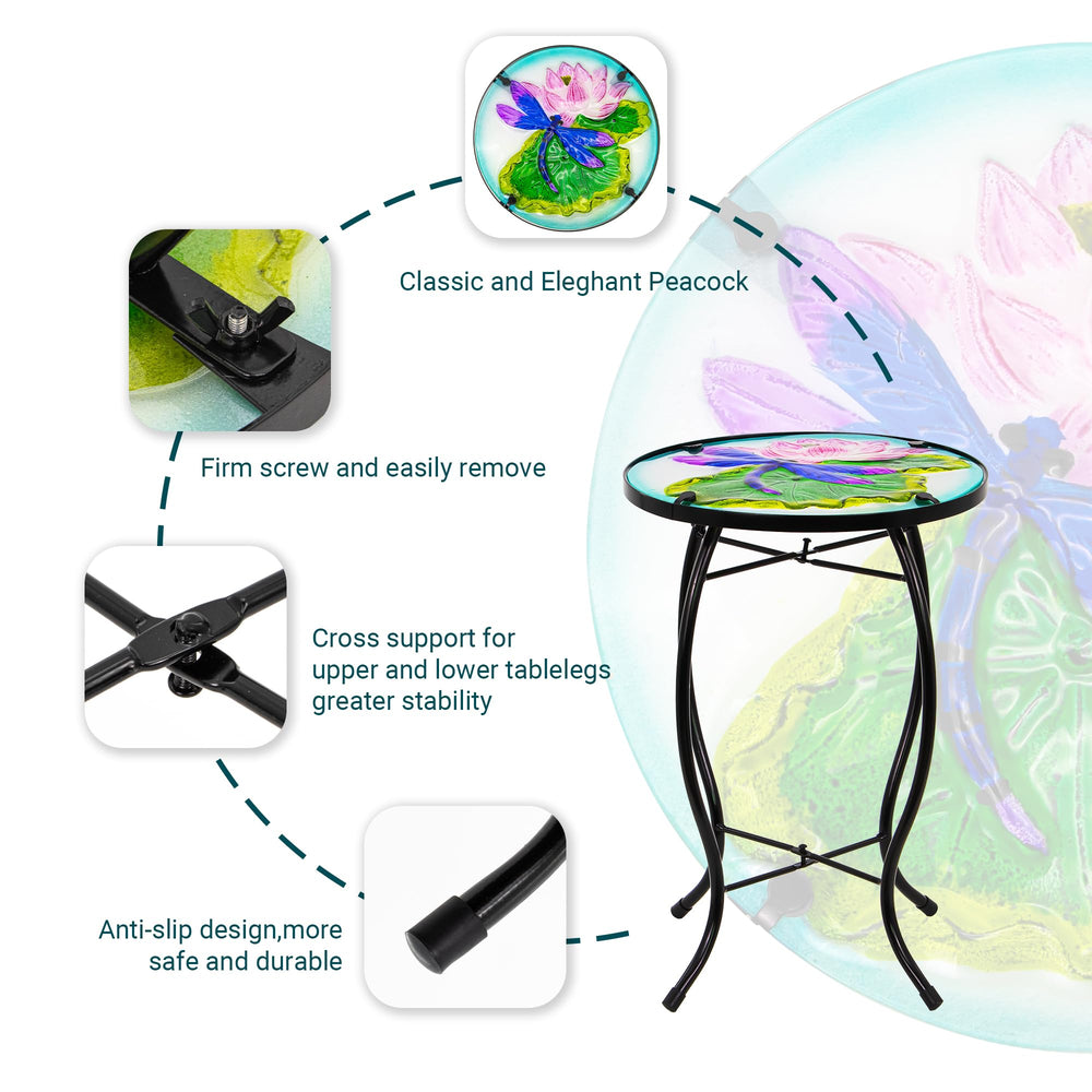 Weibefee side table placed on a balcony demonstrating compact footprint and style