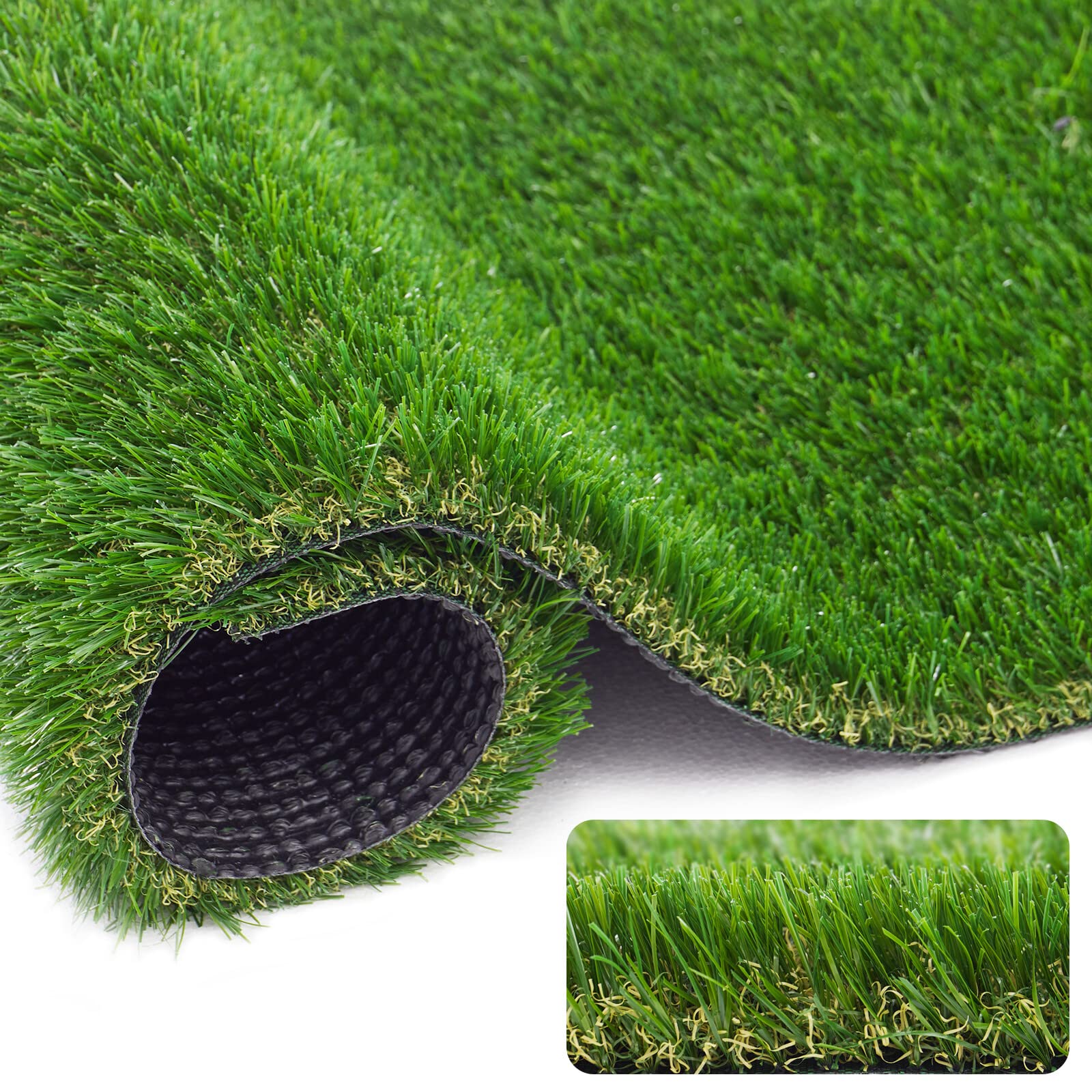 Weidear front view of grass rug showing realistic lawn look and easy installation benefit