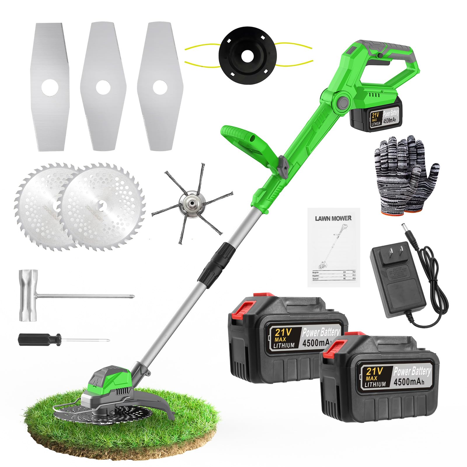 WEILISEN front view assembled cordless trimmer showing full tool and benefits