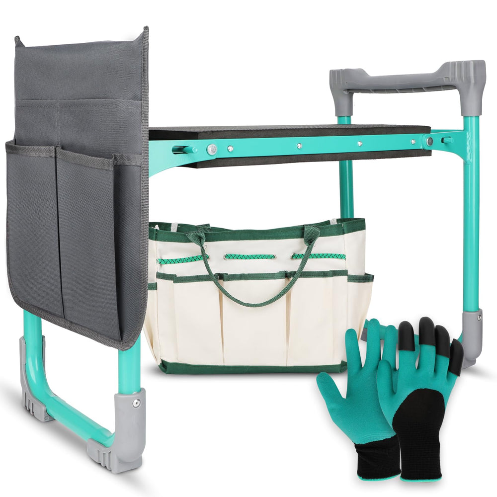 WEILISEN front view of folded bench shows compact portability and storage convenience