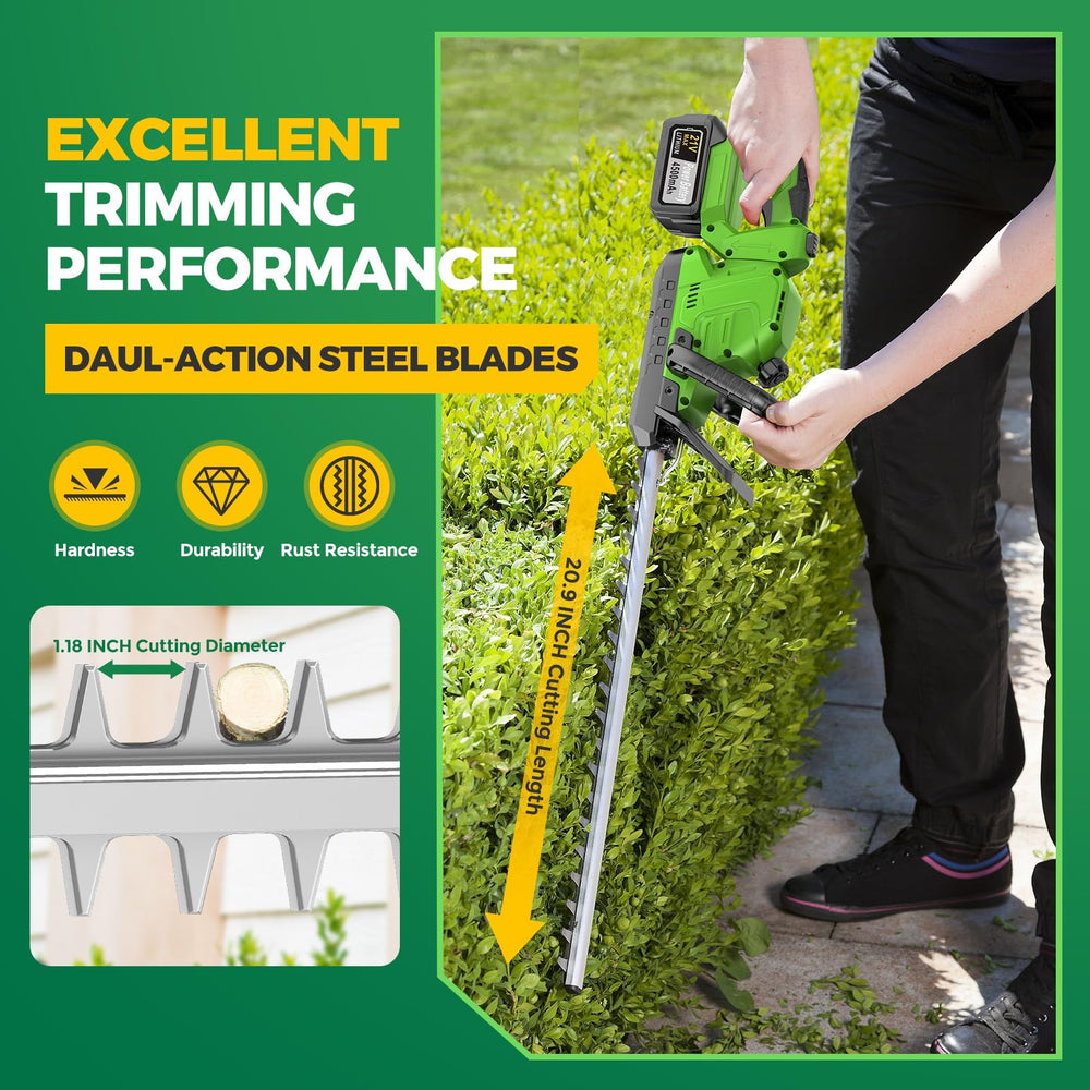 WEILISEN hedge trimmer in use trimming a large hedge to save time