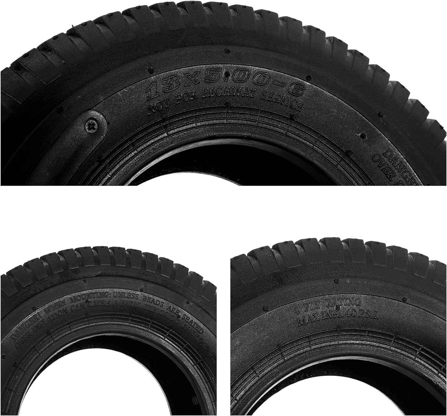 WEIYINGSI tire beside ruler showing accurate 13x5.00-6 sizing