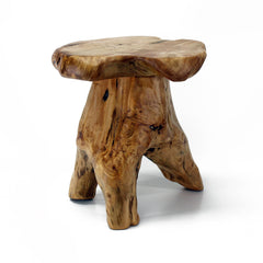 WELLAND cedar stump stool front view showing rustic charm and sturdy surface