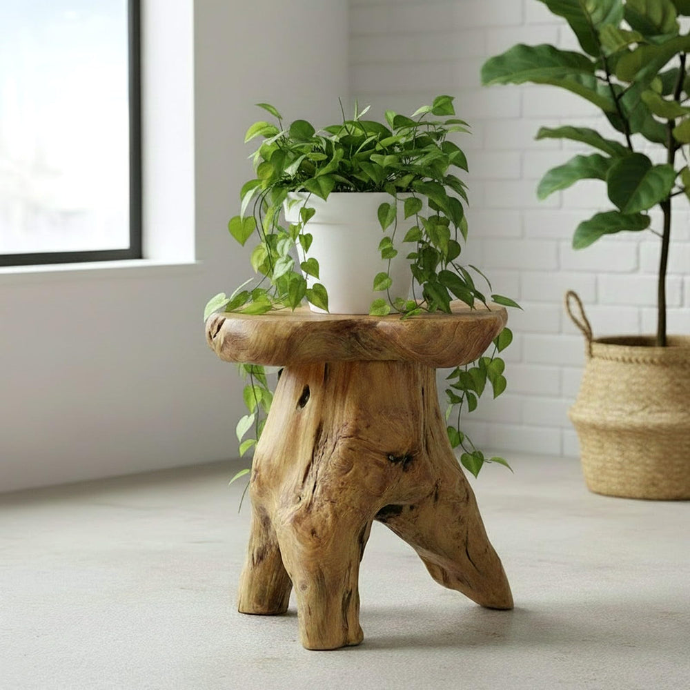 WELLAND stool used as plant stand showcasing multifunctional styling