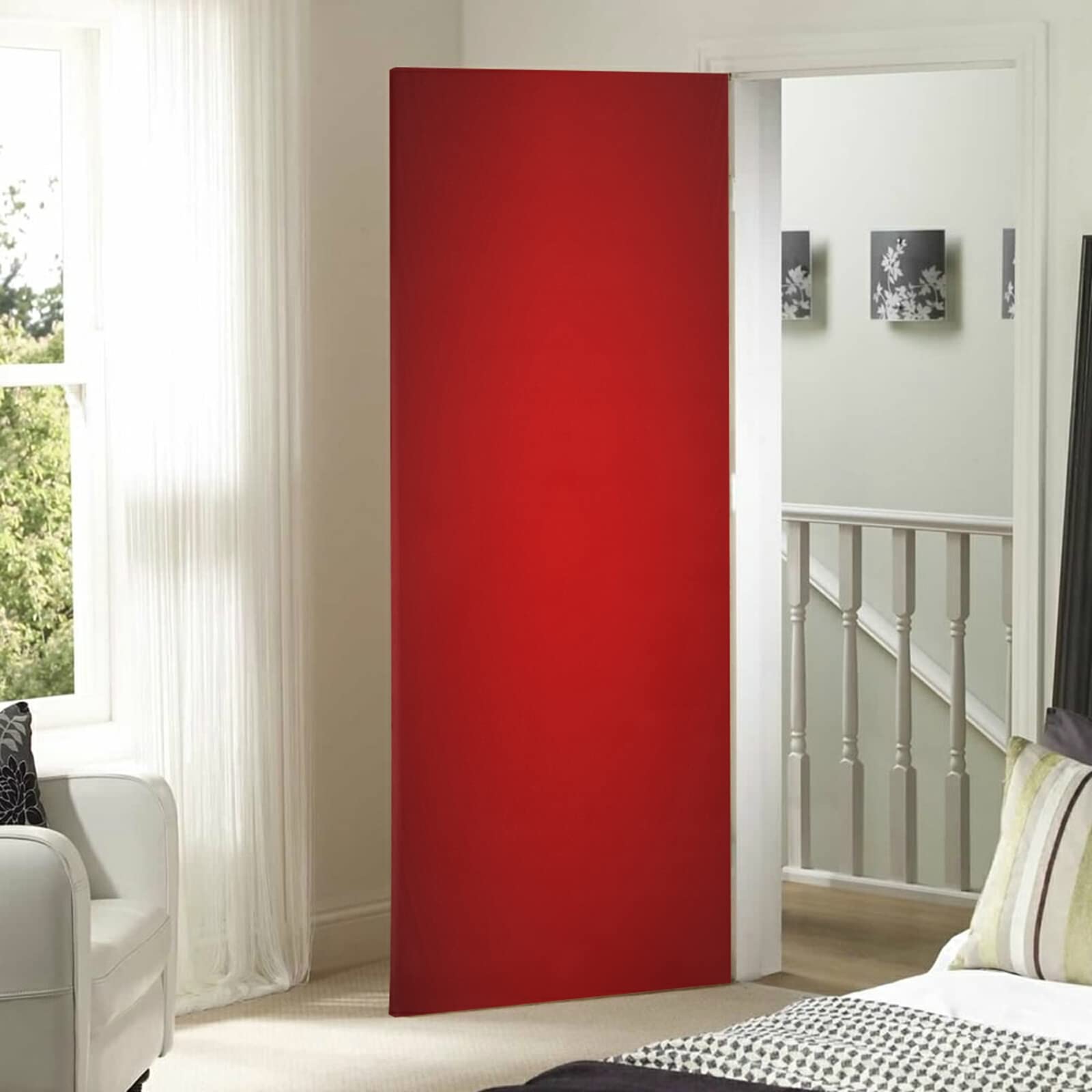 WELLDAY lifestyle shot of porch decorated with the red door cover for parties
