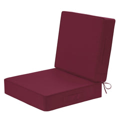 Wellsin front-facing burgundy cushions showing plush comfort and curb appeal