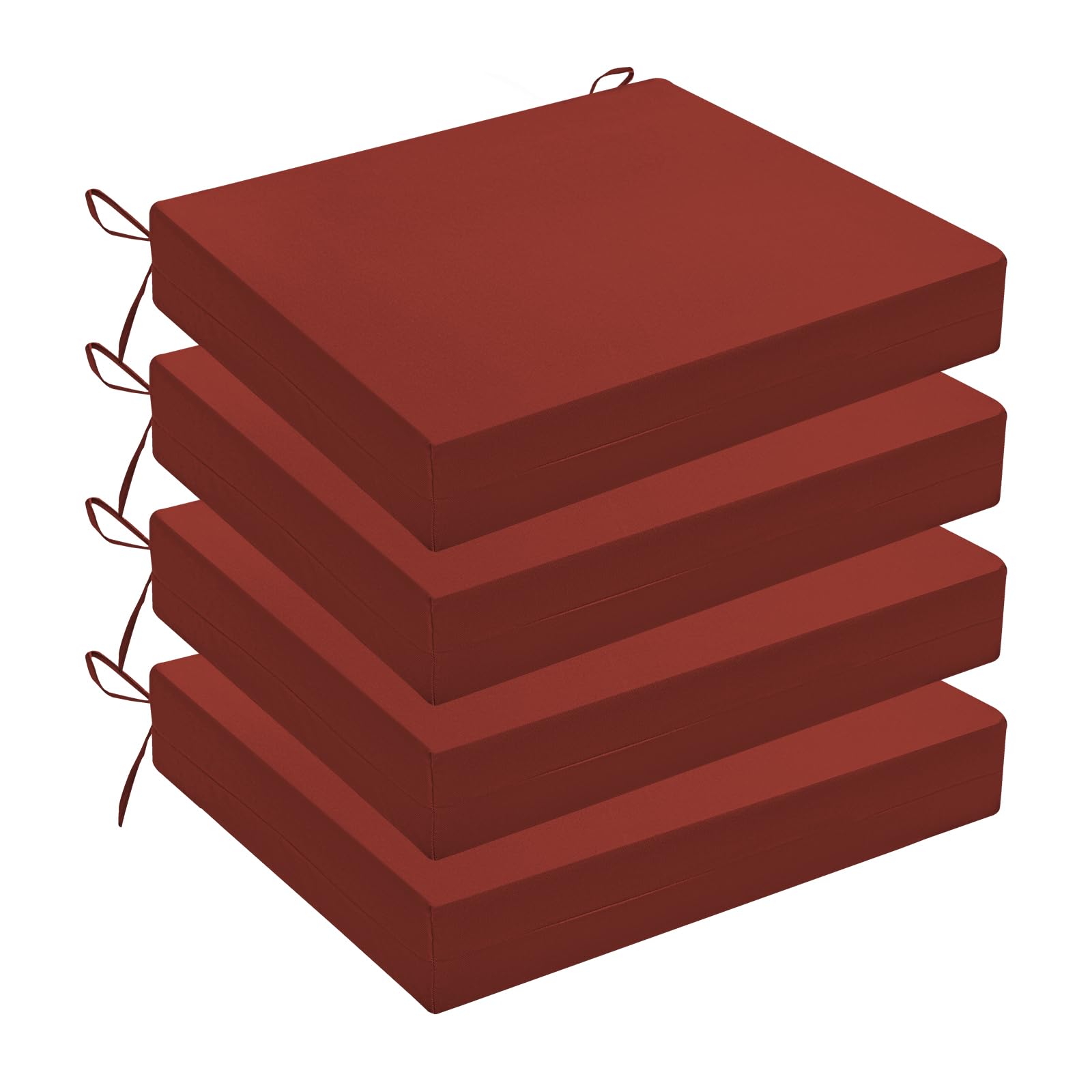 Wellsin front view of brick red cushion set showing neat corners and color benefit