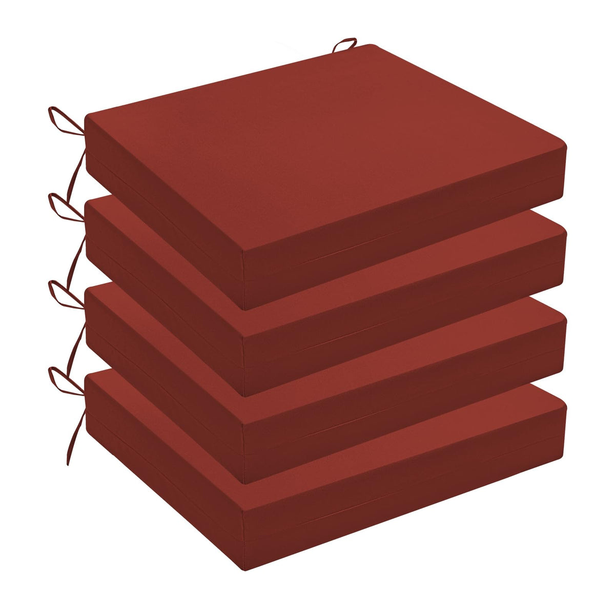 Wellsin front view of brick red cushion set showing neat corners and color benefit