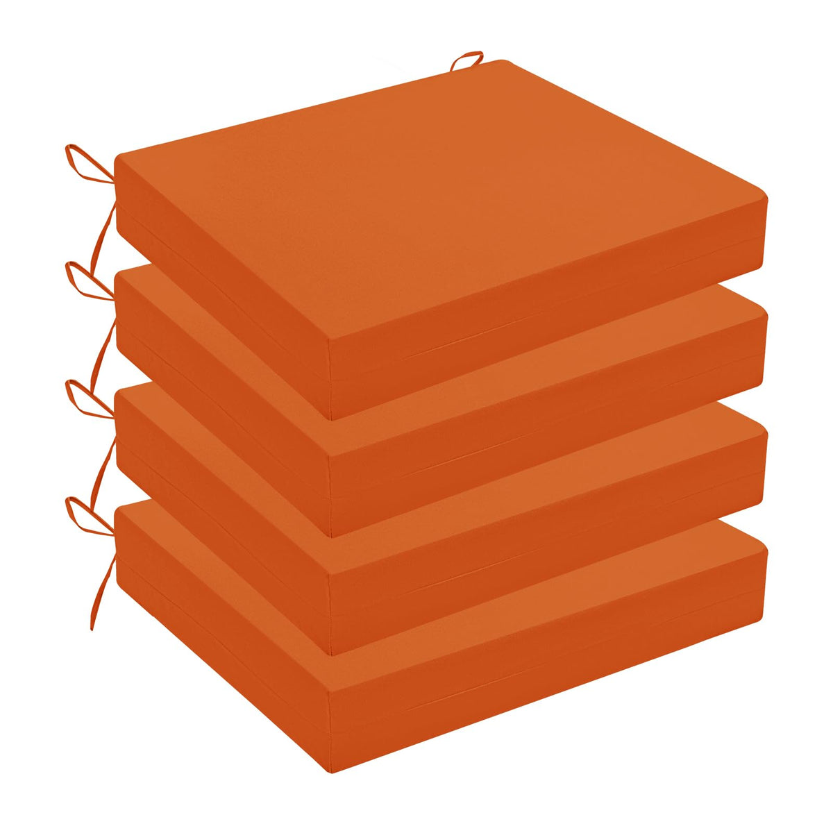 Wellsin front view of four orange cushions highlighting bright color and uniform fit