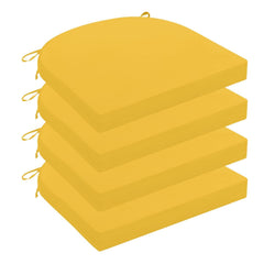 Wellsin front view of four yellow cushions showing fit and coordinated look for patio sets