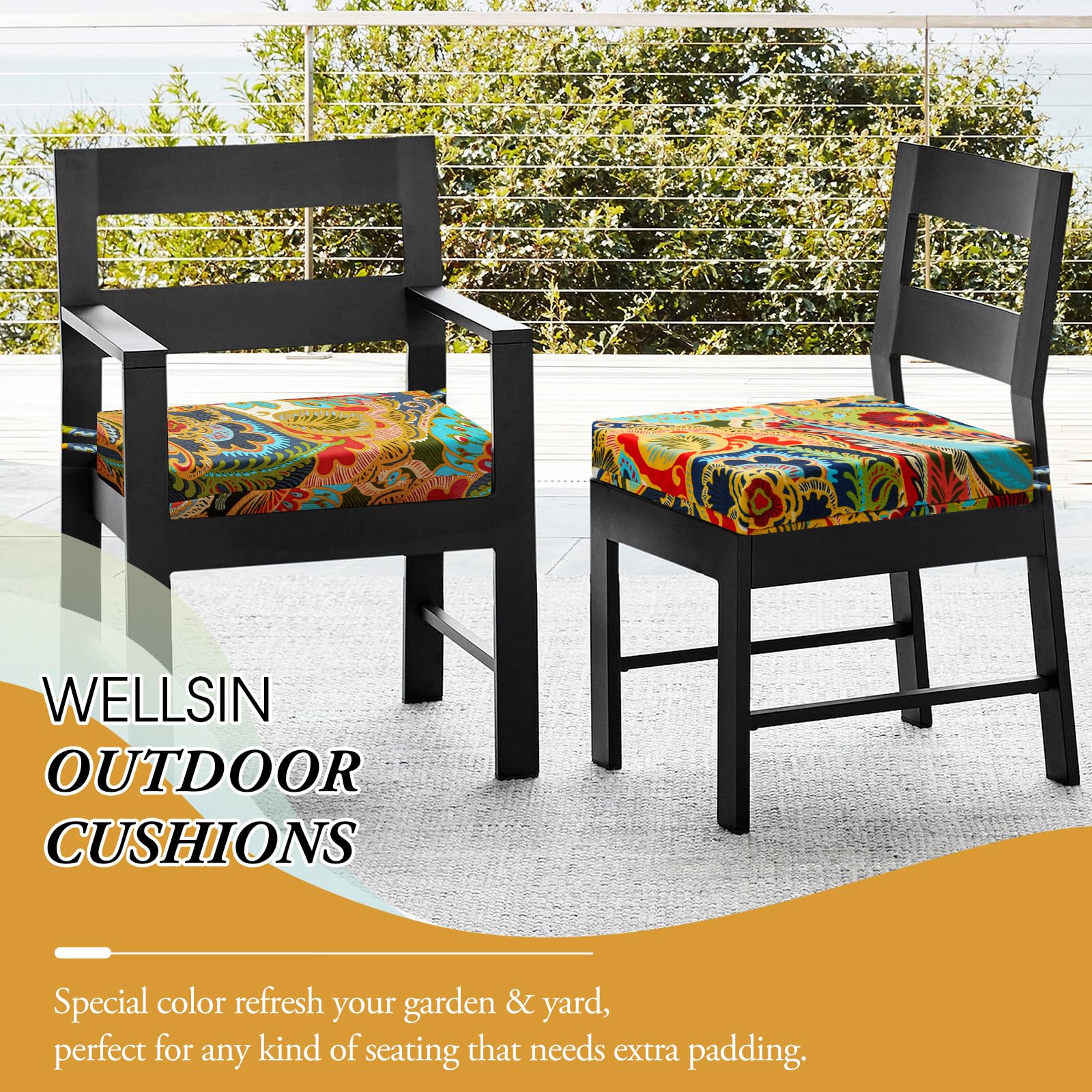 Wellsin in a patio dining scene showing weather-ready outdoor comfort