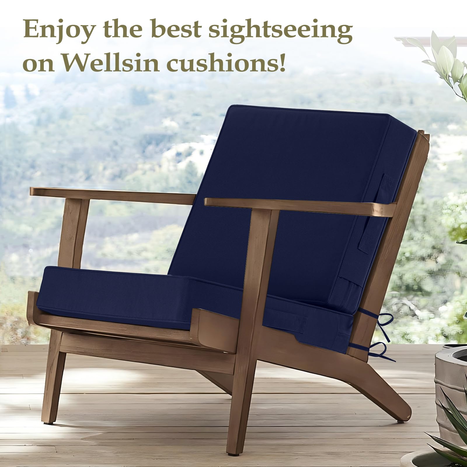 Wellsin cushions on a chair for scale showing ideal sizing benefit