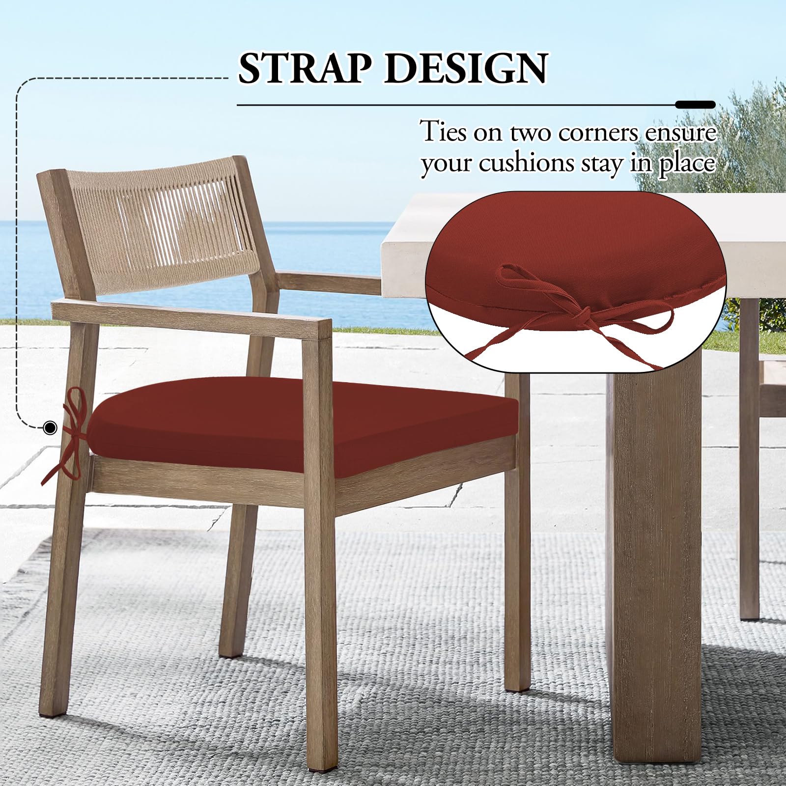 Wellsin stacked four cushions on patio table, convenient storage and matching set