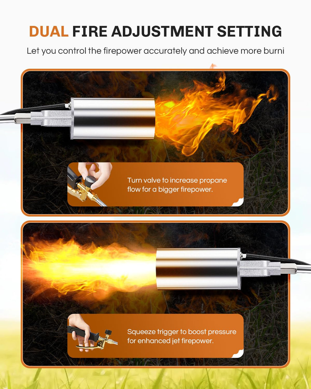 WELLUCK lance extended demonstrating adjustable length for tall grass and hard-to-reach spots