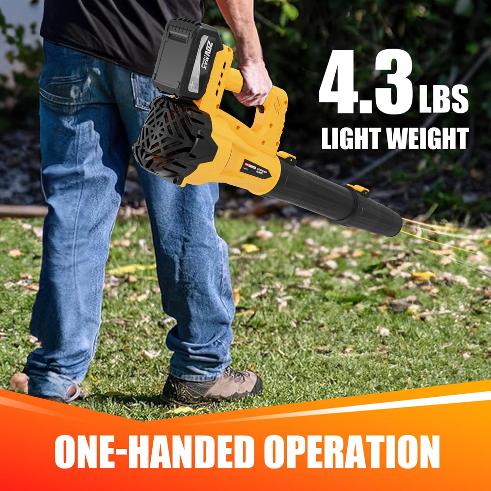 WEMARS blower beside a scale illustrating five-pound lightweight advantage