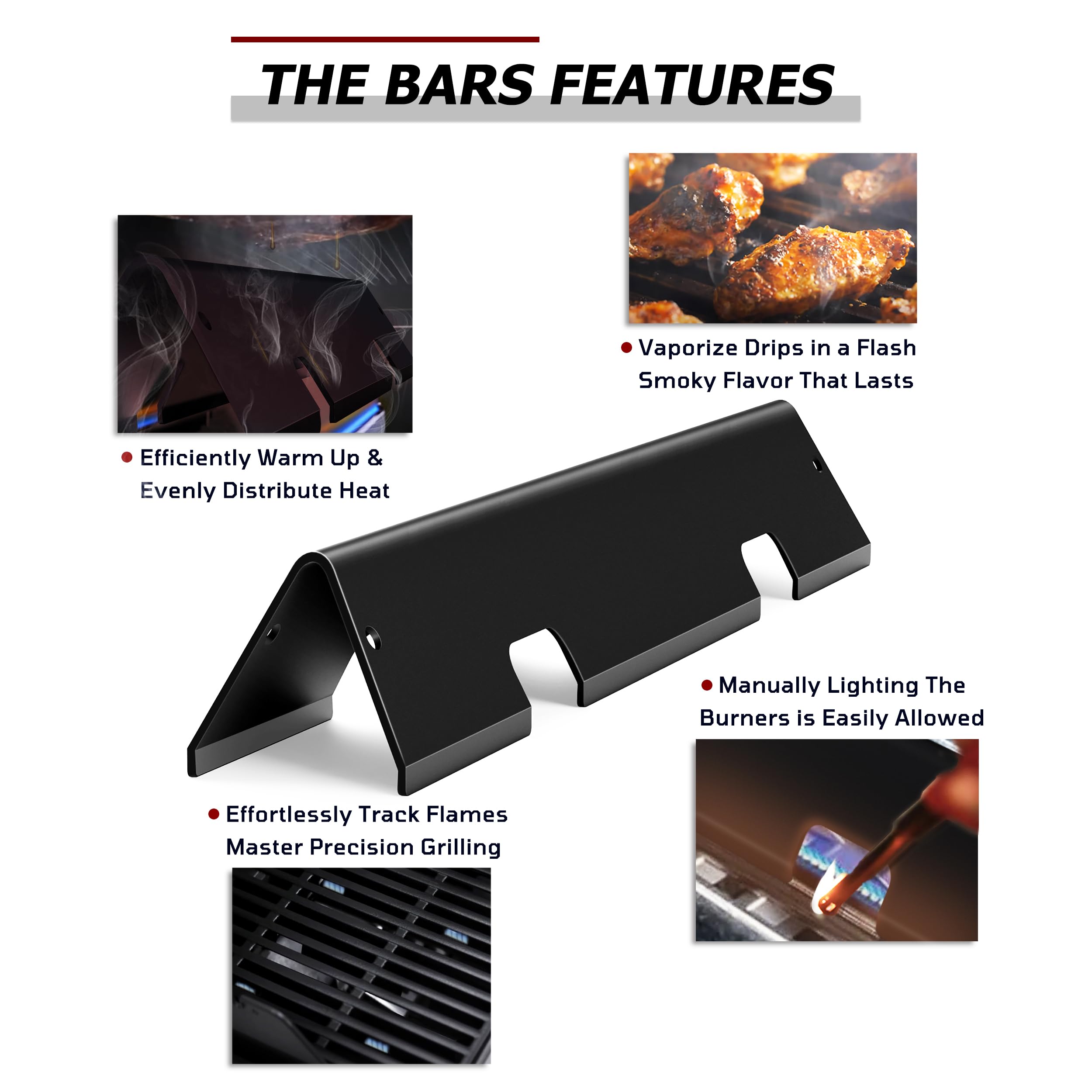WEMEIKIT bars installed in Weber Spirit grill demonstrating even heat distribution