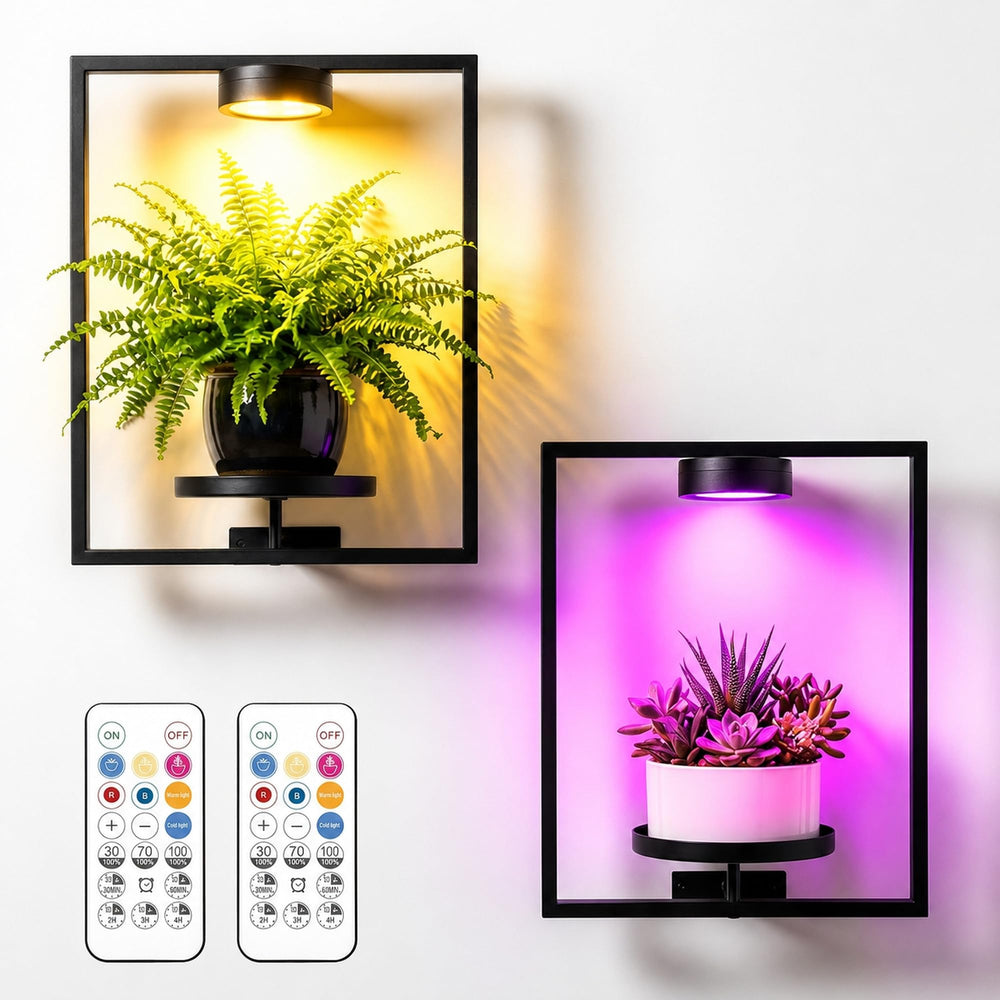 wemidels front view frame plant holder showing clean wall display and tidy cords